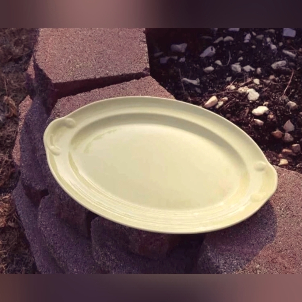 Vintage Lu-Ray Pastels Yellow Oval Serving Platter Excellent 1950's